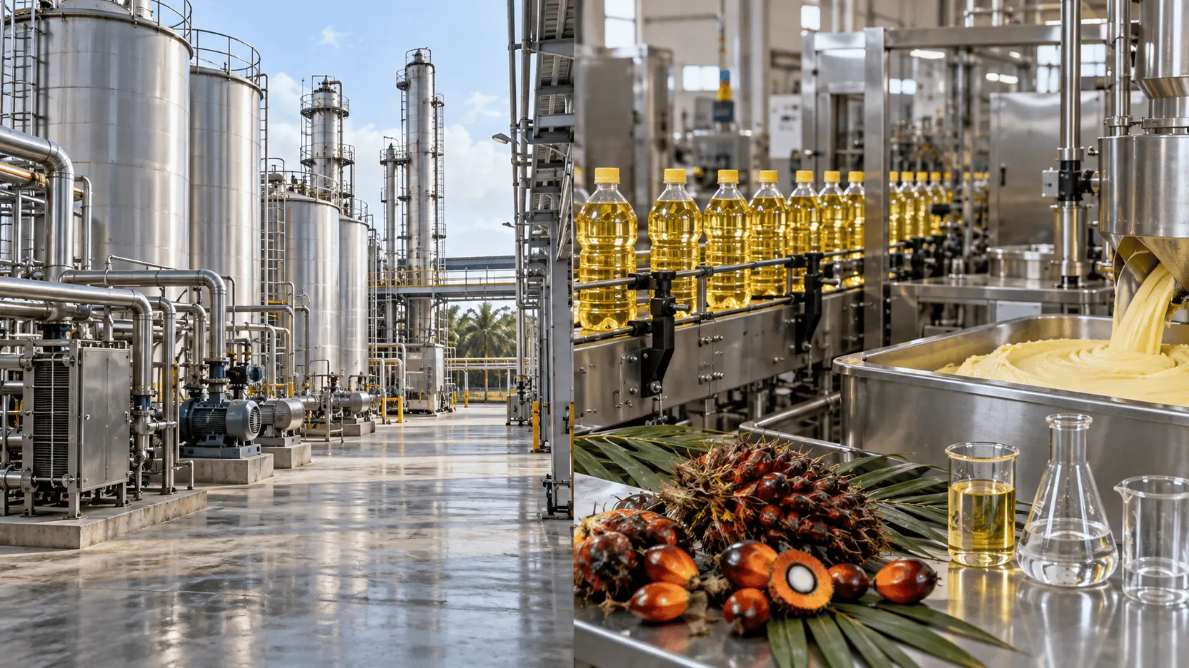 Fasilitas pengolahan biodiesel dan lini produksi minyak makan berbasis sawit