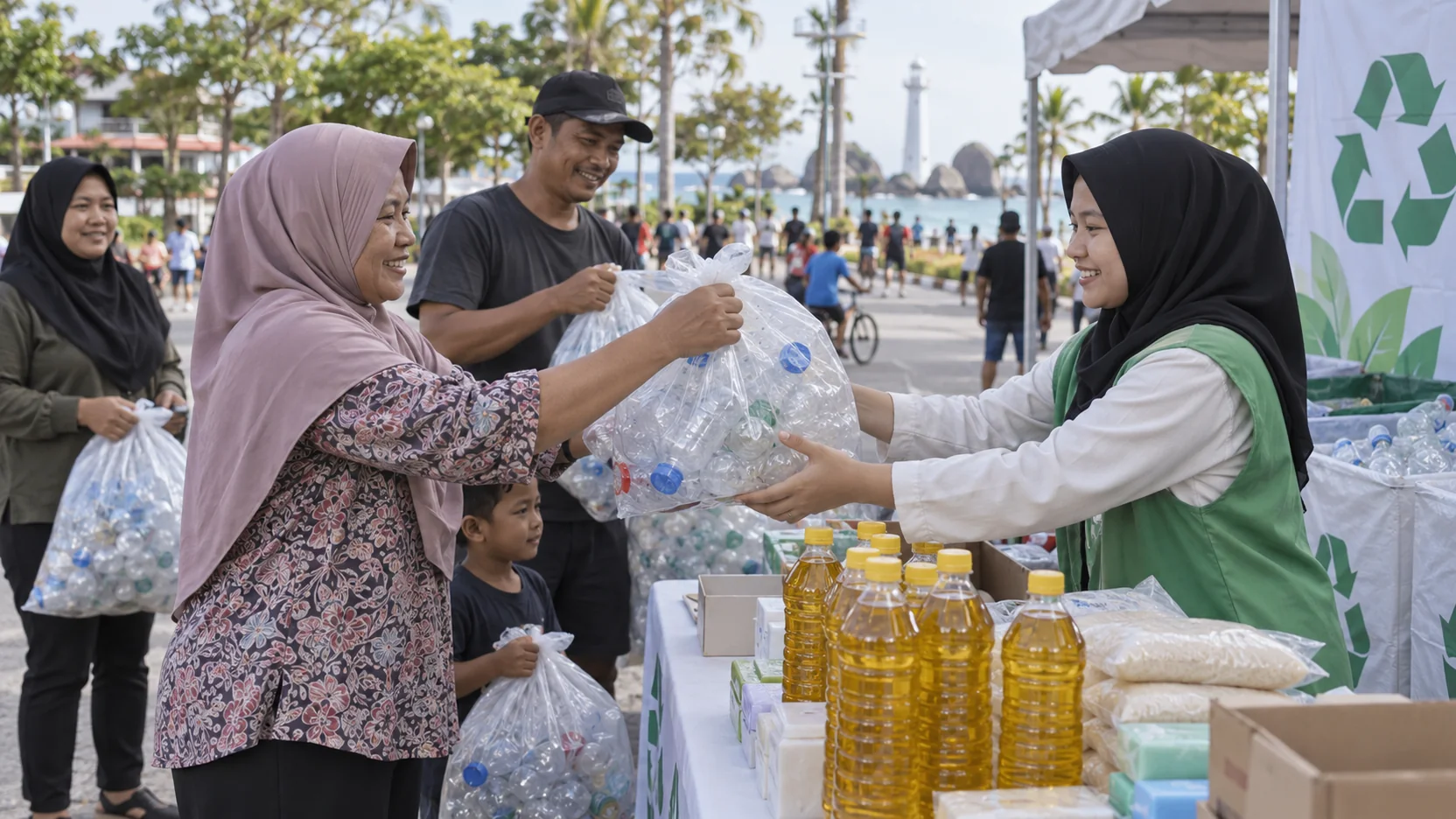 Warga Sungailiat Tukar Botol Plastik Jadi Minyak Goreng di CFD